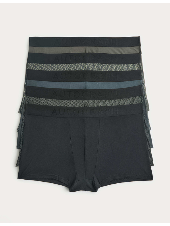 Marks & Spencer Csípő magasságú férfi alsónadrág Supima® pamutból és modálból, virágmotívum, 5 darabos Marks & Spencer fekete