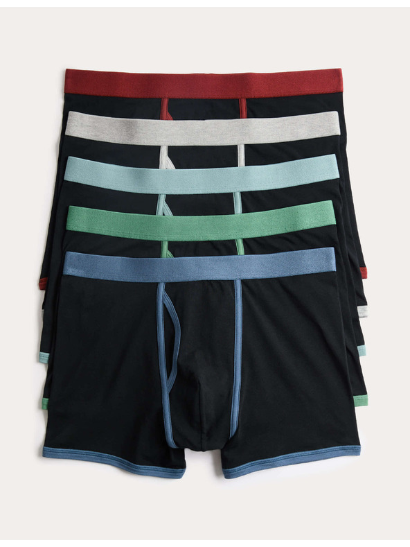 Marks & Spencer Stretch pamutboxer rövidnadrág Cool & Fresh™ technológiával, 5 darabos szett Marks & Spencer fekete