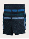 Marks & Spencer Pamutból készült stretch boxer rövidnadrág geometriai mintával, 5 darab Marks & Spencer tengerészkék
