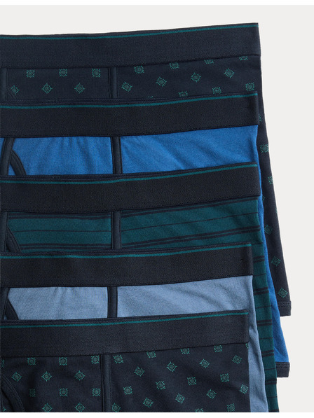 Marks & Spencer Pamutból készült stretch boxer rövidnadrág geometriai mintával, 5 darab Marks & Spencer tengerészkék