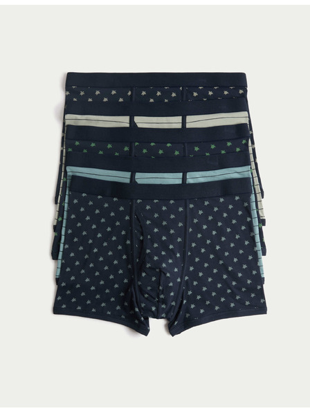 Marks & Spencer Pamutból készült stretch boxer rövidnadrág teknősbékás mintával, 5 darab Marks & Spencer tengerészkék