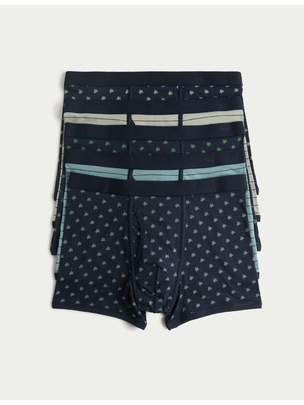 Marks & Spencer Pamutból készült stretch boxer rövidnadrág teknősbékás mintával, 5 darab Marks & Spencer tengerészkék