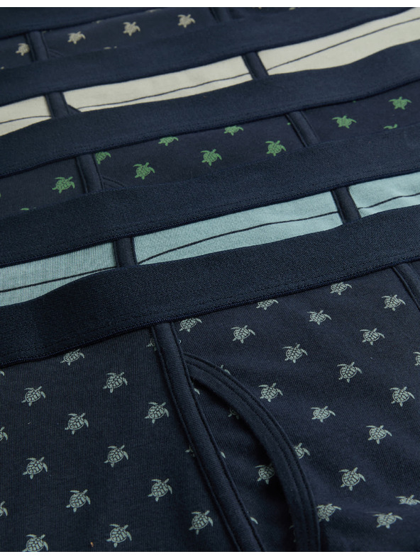 Marks & Spencer Pamutból készült stretch boxer rövidnadrág teknősbékás mintával, 5 darab Marks & Spencer tengerészkék