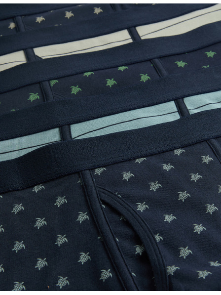 Marks & Spencer Pamutból készült stretch boxer rövidnadrág teknősbékás mintával, 5 darab Marks & Spencer tengerészkék