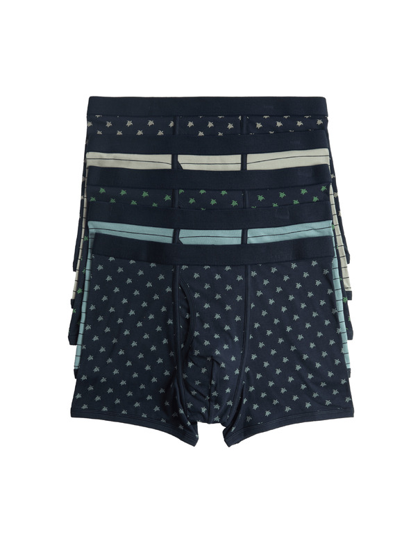 Marks & Spencer Pamutból készült stretch boxer rövidnadrág teknősbékás mintával, 5 darab Marks & Spencer tengerészkék