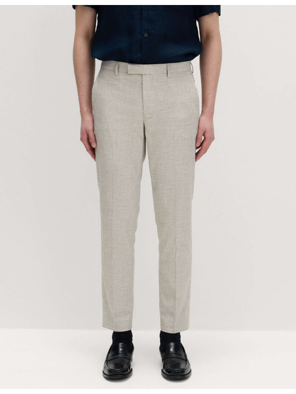 Marks & Spencer Textúrált nadrág laza szabásban elöl redőzéssel Marks & Spencer krém