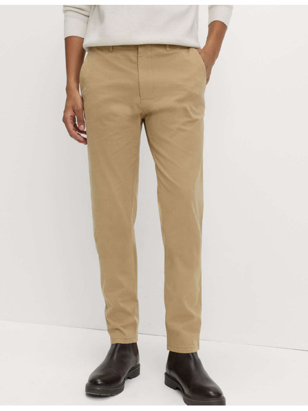 Marks & Spencer Stretch chino nadrág vékony szabású Marks & Spencer bézs színű