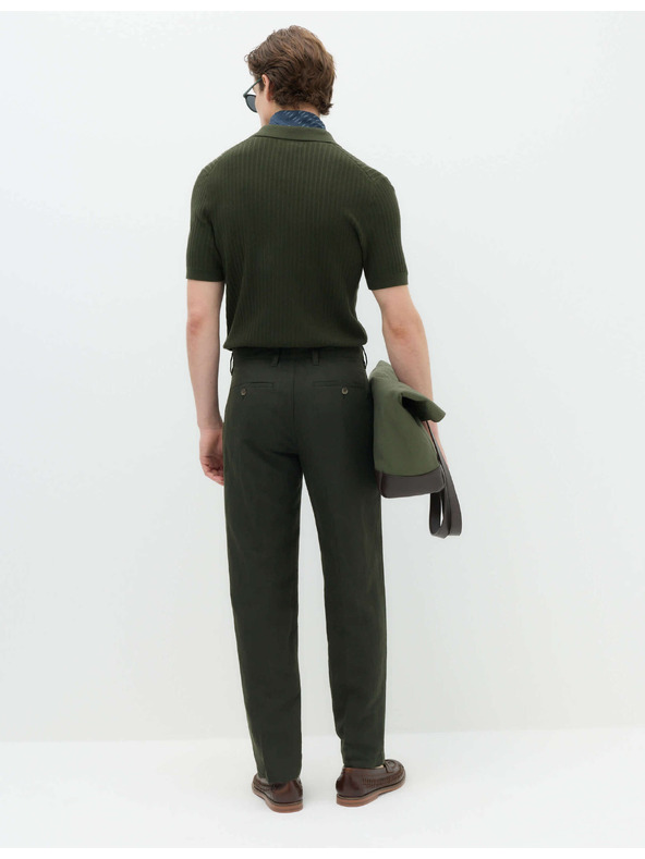 Marks & Spencer Chino nadrág lenvegyületből, normál szabás Marks & Spencer zöld