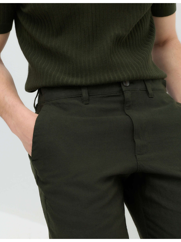 Marks & Spencer Chino nadrág lenvegyületből, normál szabás Marks & Spencer zöld