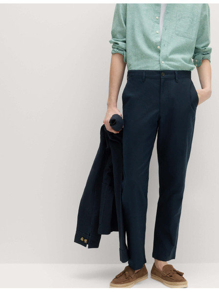 Marks & Spencer Chino nadrág lenvászon keverékből, normál szabás Marks & Spencer tengerészkék