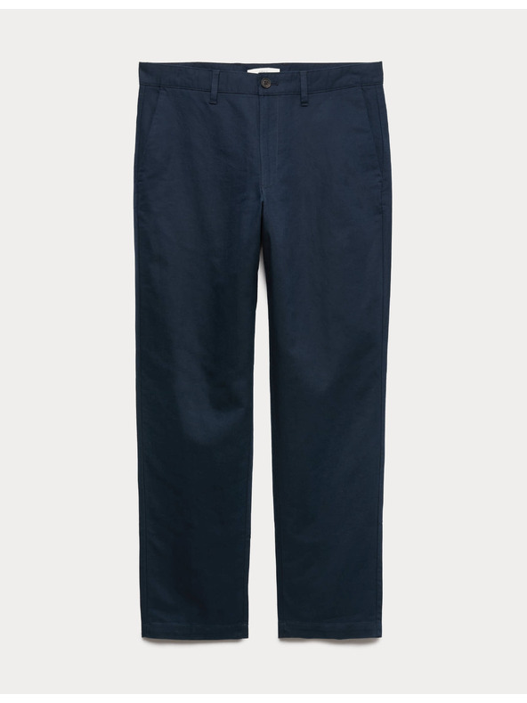 Marks & Spencer Chino nadrág lenvászon keverékből, normál szabás Marks & Spencer tengerészkék
