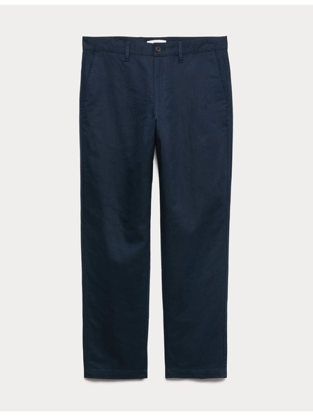 Marks & Spencer Chino nadrág lenvászon keverékből, normál szabás Marks & Spencer tengerészkék