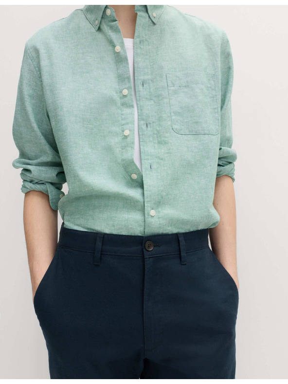 Marks & Spencer Chino nadrág lenvászon keverékből, normál szabás Marks & Spencer tengerészkék