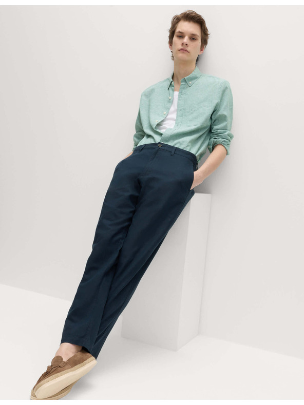 Marks & Spencer Chino nadrág lenvászon keverékből, normál szabás Marks & Spencer tengerészkék