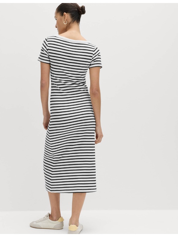 Marks & Spencer Csíkos midi ceruzaruha magas pamutarányú Marks & Spencer fekete