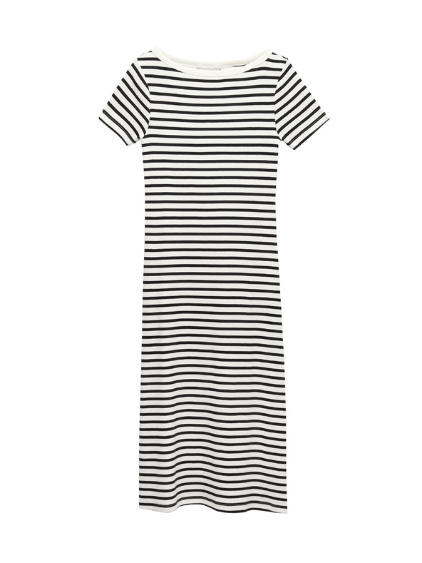 Marks & Spencer Csíkos midi ceruzaruha magas pamutarányú Marks & Spencer fekete