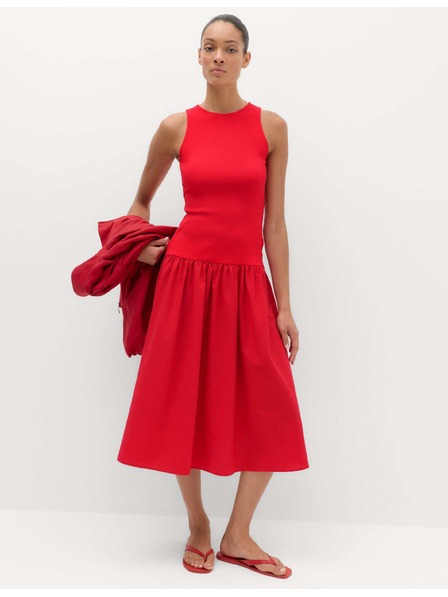 Marks & Spencer Jersey bordázott midi ruha mélyített derekkal Marks & Spencer piros
