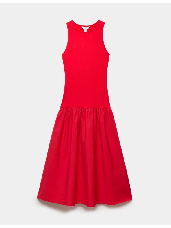 Marks & Spencer Jersey bordázott midi ruha mélyített derekkal Marks & Spencer piros
