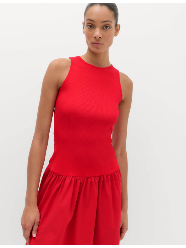 Marks & Spencer Jersey bordázott midi ruha mélyített derekkal Marks & Spencer piros