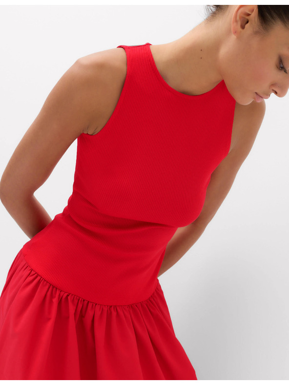 Marks & Spencer Jersey bordázott midi ruha mélyített derekkal Marks & Spencer piros