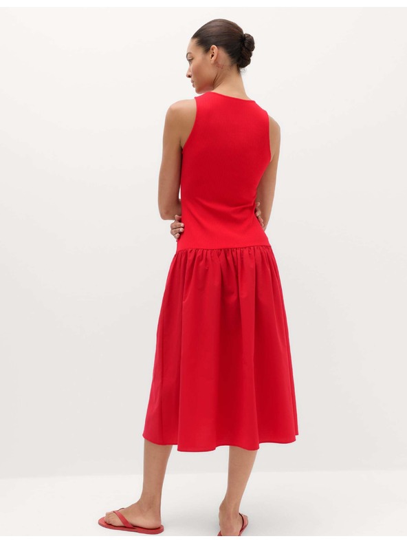 Marks & Spencer Jersey bordázott midi ruha mélyített derekkal Marks & Spencer piros
