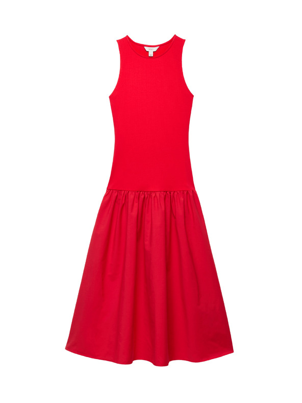 Marks & Spencer Jersey bordázott midi ruha mélyített derekkal Marks & Spencer piros