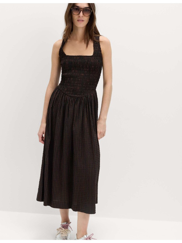 Marks & Spencer Kockás ráncolt körülmény midi ruha mellénnyel Marks & Spencer barna