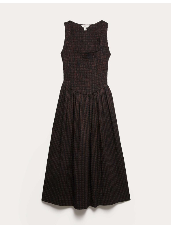 Marks & Spencer Kockás ráncolt körülmény midi ruha mellénnyel Marks & Spencer barna