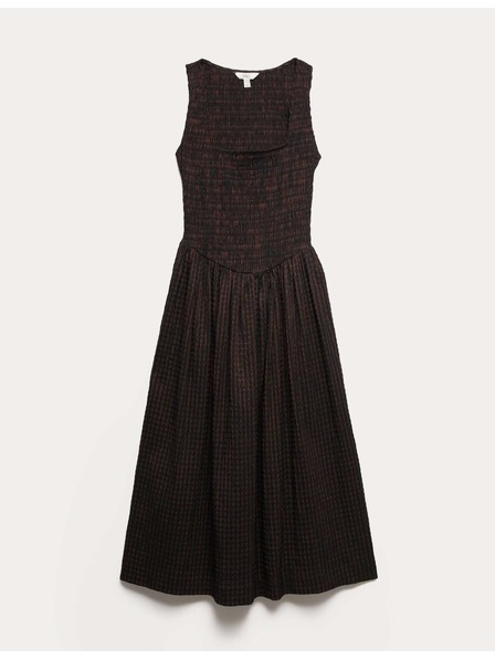 Marks & Spencer Kockás ráncolt körülmény midi ruha mellénnyel Marks & Spencer barna