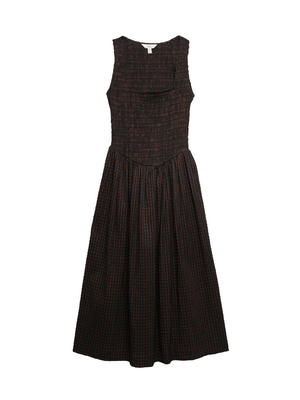 Marks & Spencer Kockás ráncolt körülmény midi ruha mellénnyel Marks & Spencer barna