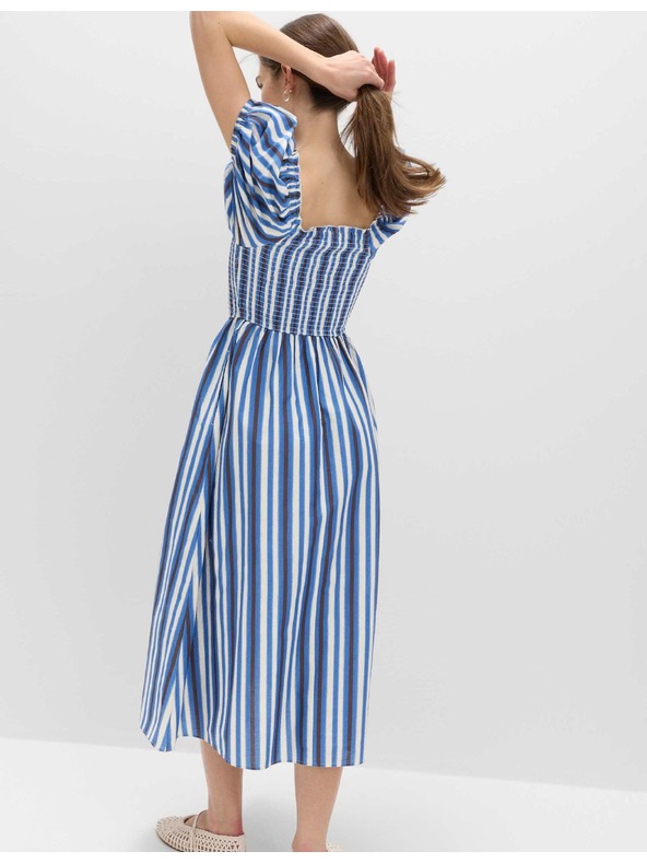 Marks & Spencer Csíkos ráncolt midi ruha tiszta pamutból Marks & Spencer kék