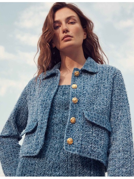 Marks & Spencer Rövidített textúrázott farmerkoat Marks & Spencer tengerészkék