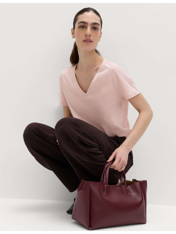 Marks & Spencer V-nyakkivágású tiszta pamutból készült póló Marks & Spencer rózsaszín