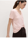 Marks & Spencer V-nyakkivágású tiszta pamutból készült póló Marks & Spencer rózsaszín