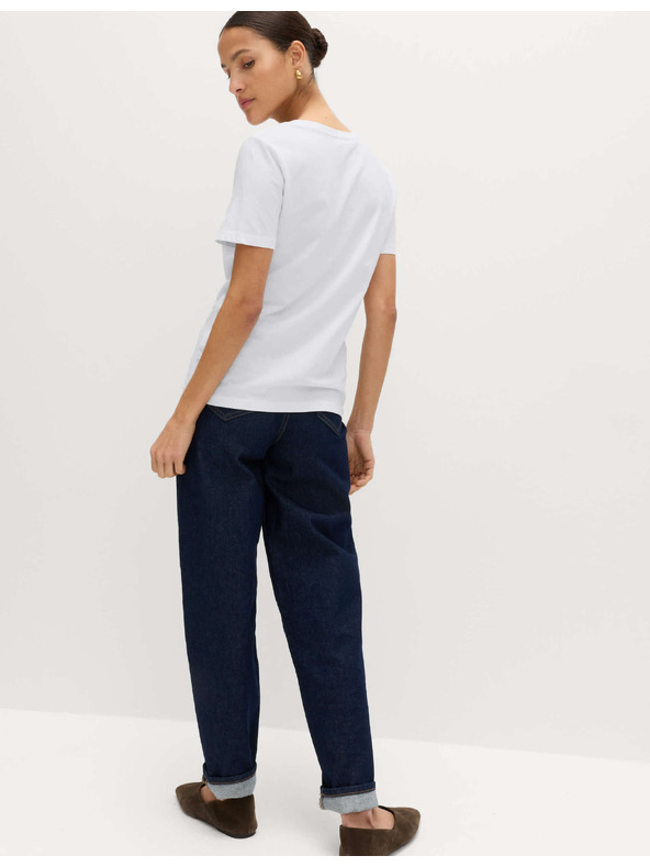 Marks & Spencer Marks & Spencer V-nyakú póló 100% pamutból fehér