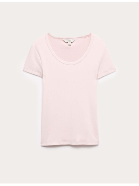 Marks & Spencer Slim fit póló ovális nyakkivágással és magas pamutarányú Marks & Spencer rózsaszín