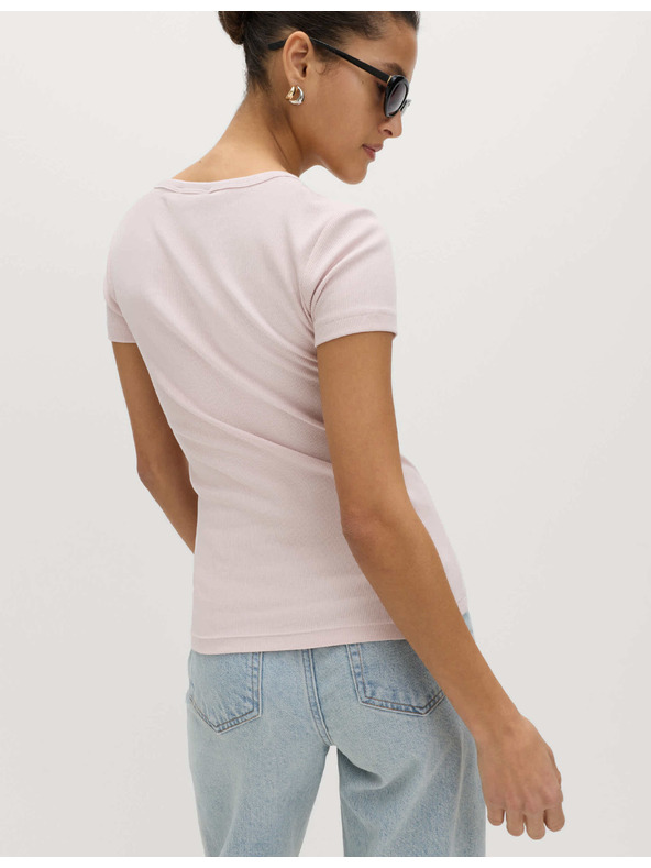 Marks & Spencer Slim fit póló ovális nyakkivágással és magas pamutarányú Marks & Spencer rózsaszín