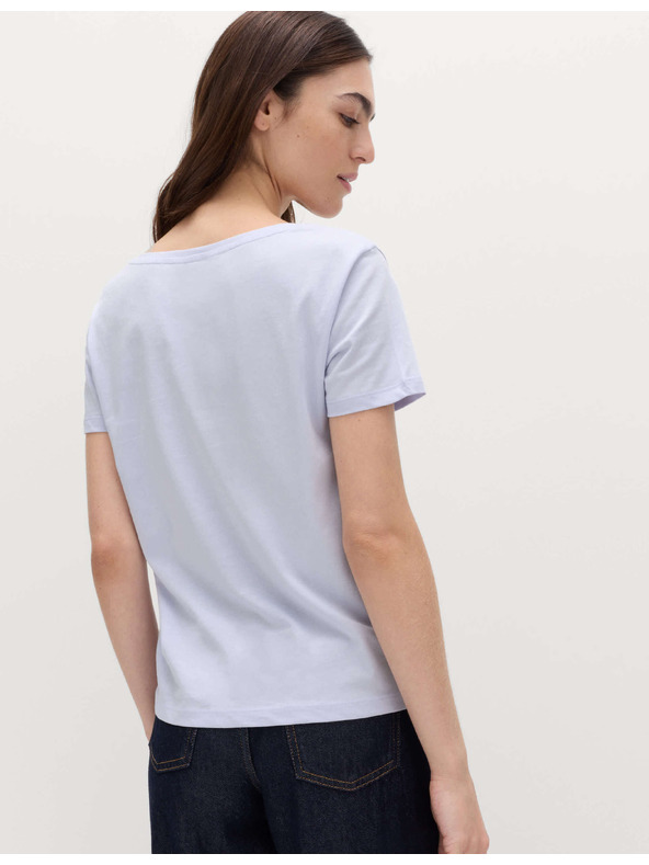 Marks & Spencer V-nyakkivágású pamutpóló Marks & Spencer lila