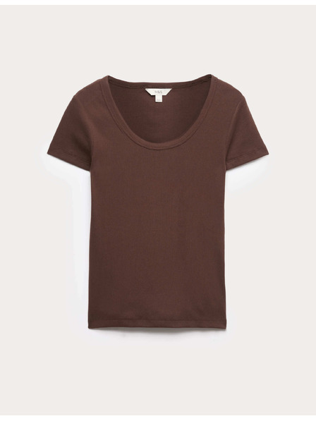 Marks & Spencer Szűk szabású ovális nyakkivágású magasabb pamuttartalmú póló Marks & Spencer barna