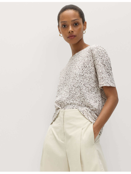 Marks & Spencer Nyomott mintás pamut és modal keverék póló Marks & Spencer fehér
