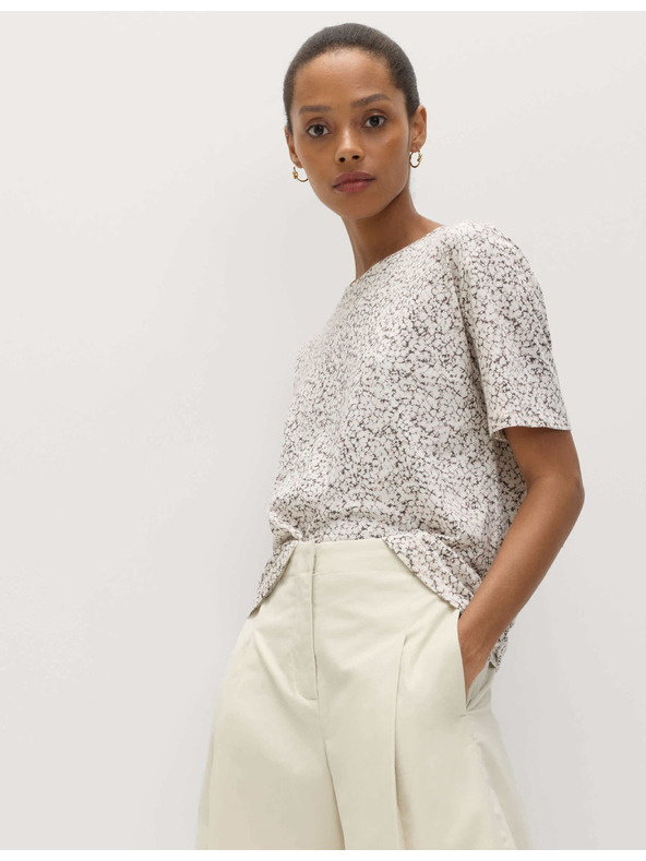 Marks & Spencer Nyomott mintás pamut és modal keverék póló Marks & Spencer fehér