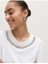 Marks & Spencer Díszített virágos póló tiszta pamutból Marks & Spencer fehér