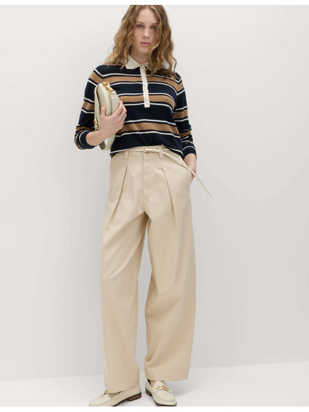 Marks & Spencer Chino nadrág tiszta pamutból elöl ráncokkal és egyenes szárral Marks & Spencer bézs