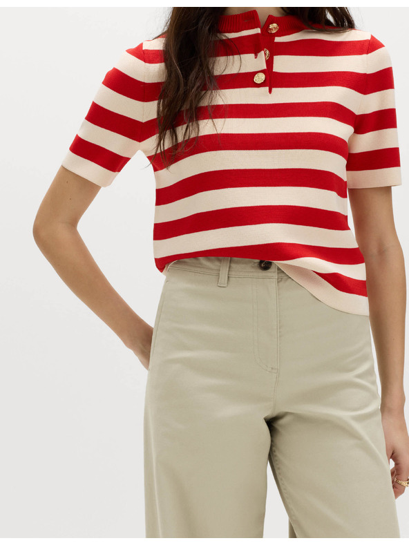 Marks & Spencer Chino nadrág széles szárral és ablakokkal, magas pamutarányú Marks & Spencer zöld