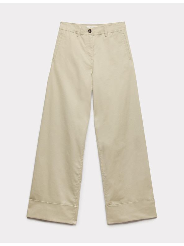 Marks & Spencer Chino nadrág széles szárral és ablakokkal, magas pamutarányú Marks & Spencer zöld