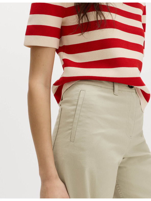 Marks & Spencer Chino nadrág széles szárral és ablakokkal, magas pamutarányú Marks & Spencer zöld