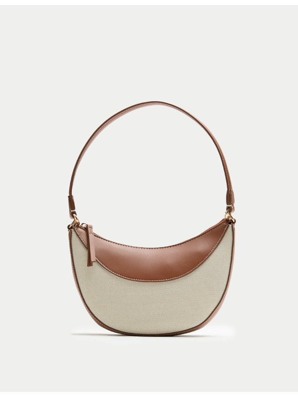 Marks & Spencer Vállra akasztható táska vászon varrattal Marks & Spencer krémszín