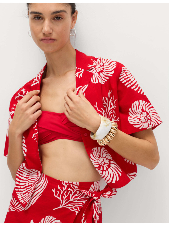 Marks & Spencer Tiszta pamutból készült nyomtatott strandfing Marks & Spencer piros