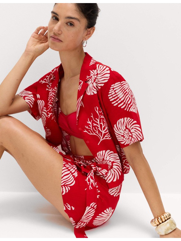 Marks & Spencer Tiszta pamutból készült nyomtatott strandfing Marks & Spencer piros
