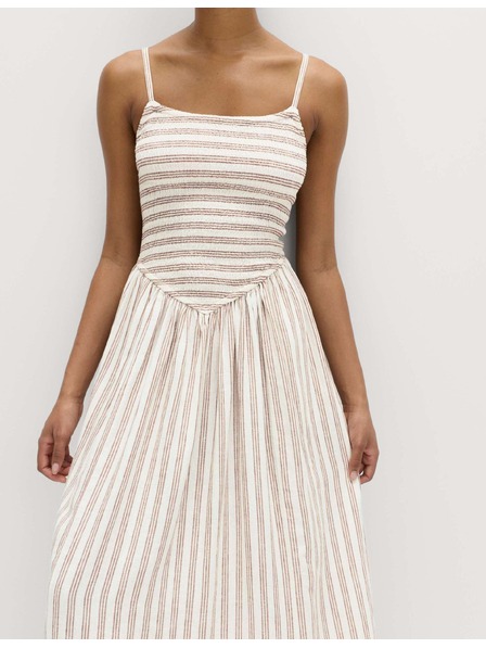 Marks & Spencer Ráncolt maxi ruha magas lenmartartalom Marks & Spencer barna